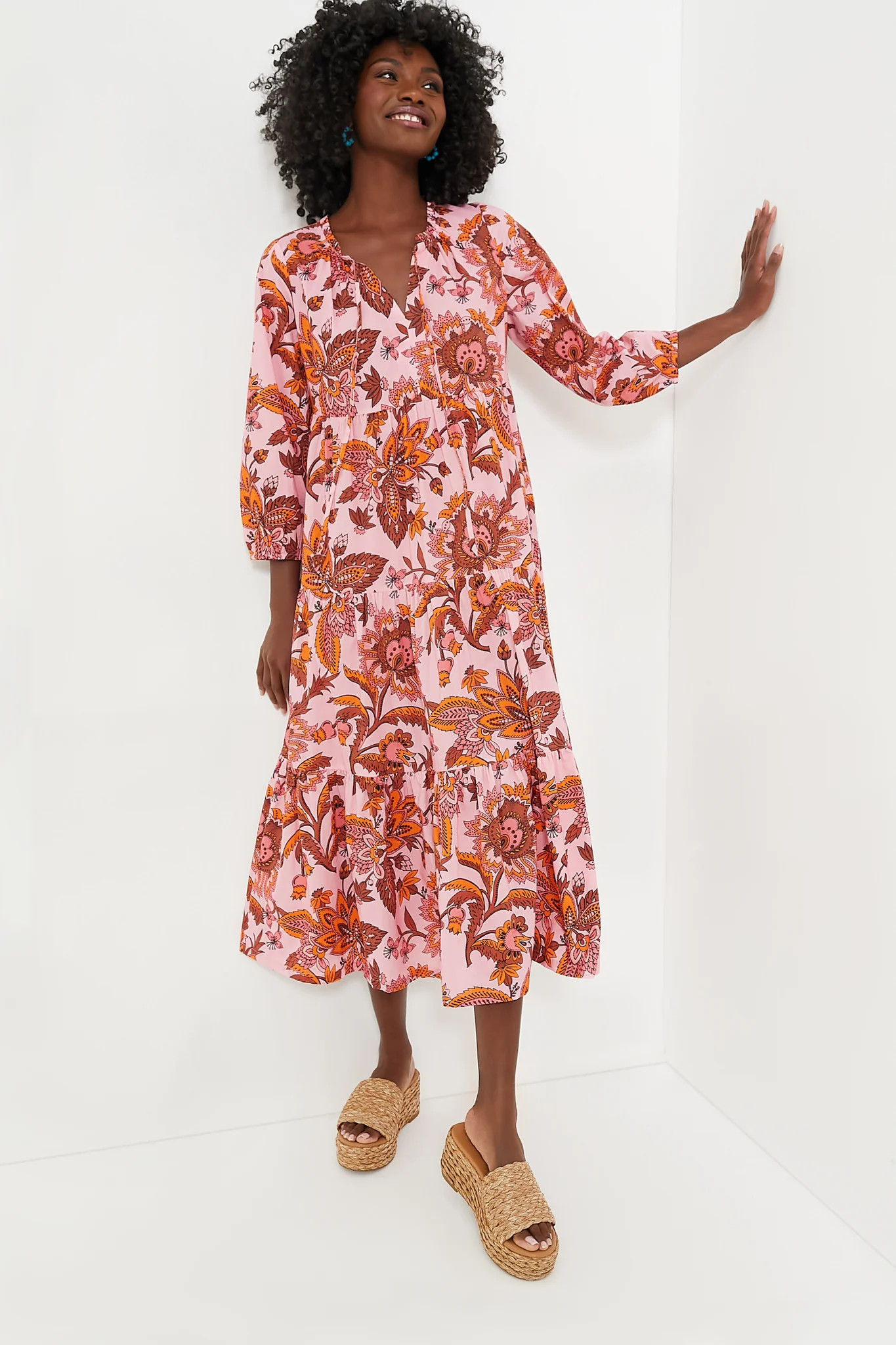 Sunset Chintz Long Sleeve Salty Paloma Caftan | Tuckernuck (US)