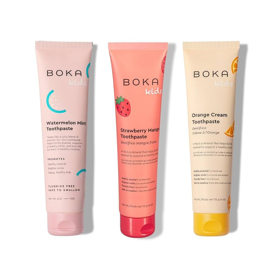 Boka Fluoride Free Toothpaste Nano Hydroxyapatite Toothpaste - Orange Cream, Watermelon Mint, Str... | Amazon (US)
