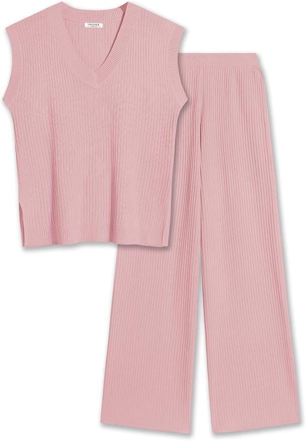 Ekouaer Lounge Sets for Women 2 Piece Outfits Knit Sweater Vest Lounge Pants Casual Matching Loun... | Amazon (US)