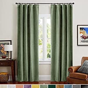 Lazzzy Velvet Blackout Curtains Green 90 Inch Long Thermal Insulated Curtain Heavy Duty Drapes Ro... | Amazon (US)