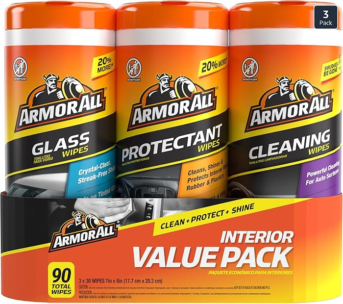 Armor All Protectant, Glass and Cleaning Wipes, Wipes for Car Interior and Car Exterior, 30 Count... | Amazon (US)