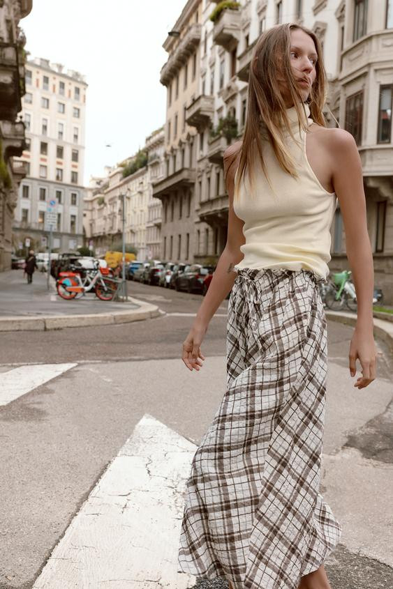 CHECKS MIDI SKIRT | Zara UK