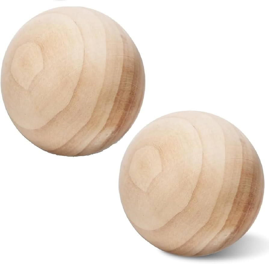 4 inch Wooden Balls, 2PACK Unfinished Round Wood Balls, 100mm Large Natural Wooden Balls for Craf... | Amazon (US)