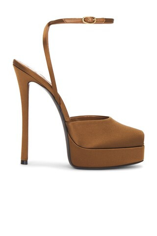 Saint Laurent Liberat Platform Sandal in Cognac | FWRD 