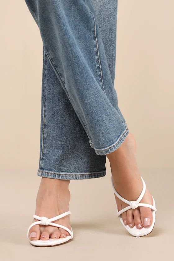 Victoire White Knotted Strappy High Heel Slide Sandals | Lulus
