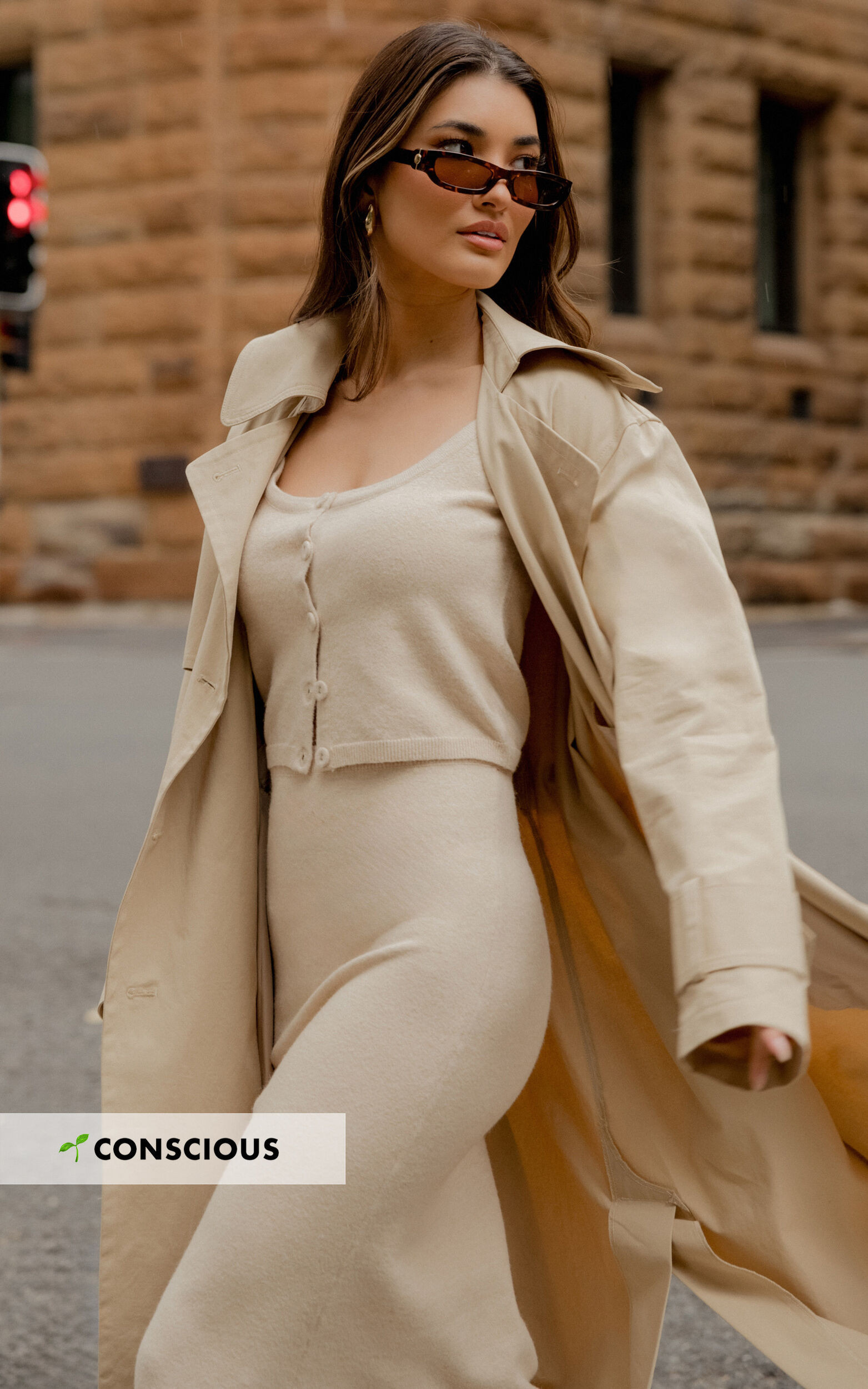 Avah Trench Coat - Double Breasted Tie Waist Coat in Camel | Showpo (US, UK & Europe)