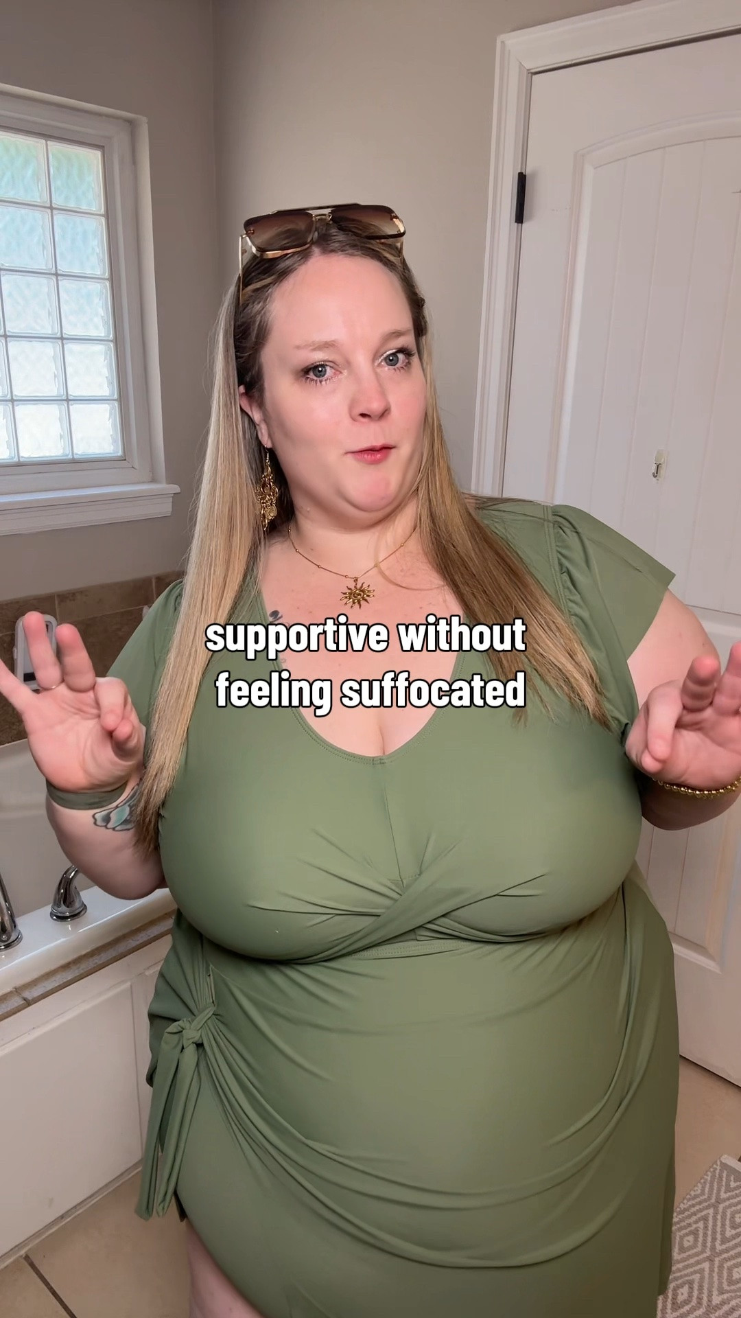 I honestly didn’t think I was going to like this one but I actually feel comfortable and cute in it.

Supportive, full coverage two piece, easy to use the bathroom, and all the little details are so good.

plus size swimsuit, tummy control swimsuit, plus size swim tunic, flutter sleeve swimsuit, bloomchic, plus size bathing suit, full coverage swimwear

#LTKSwim #LTKPlusSize #LTKMidsize