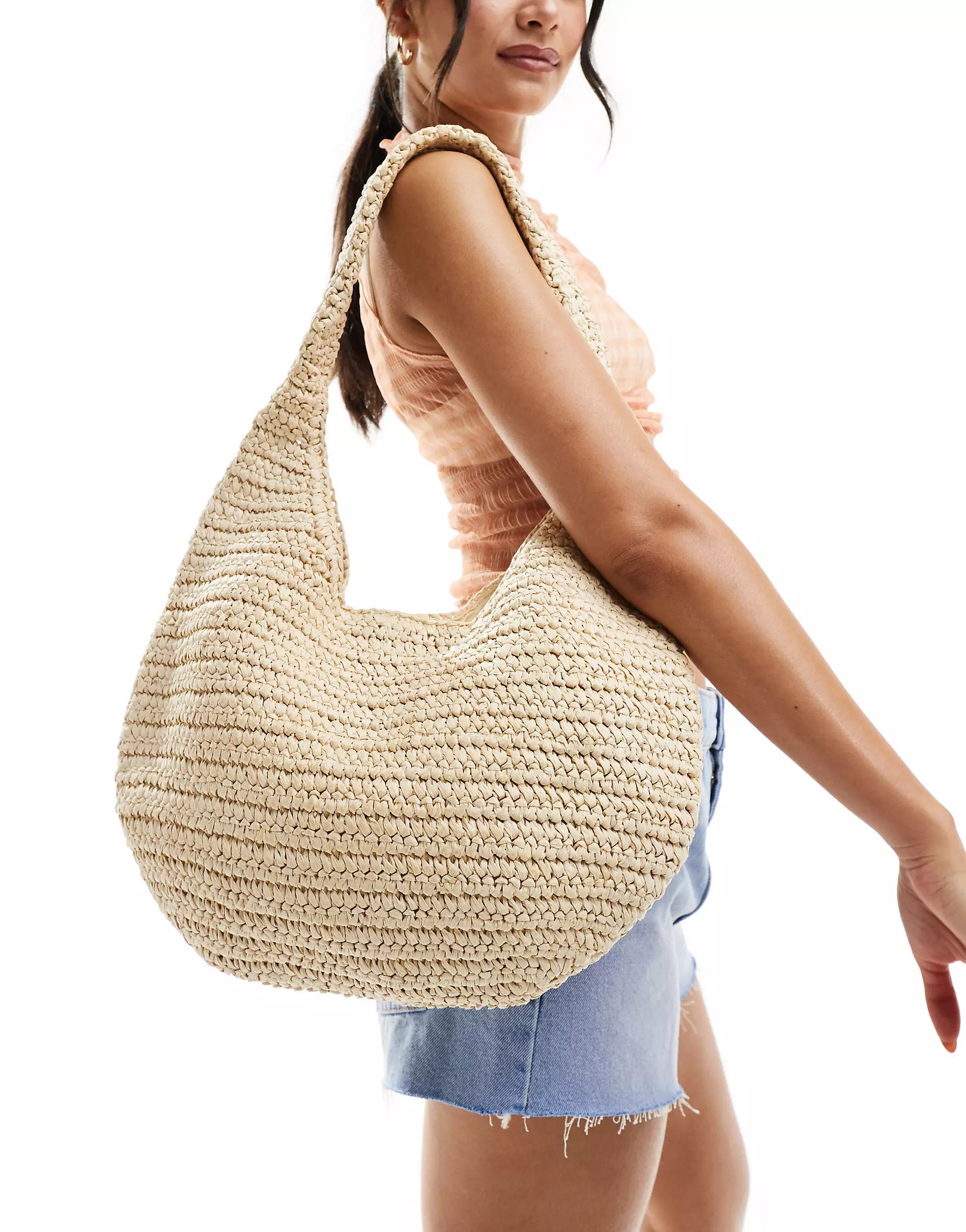 Abercrombie & Fitch oversized round straw tote bag | ASOS (Global)
