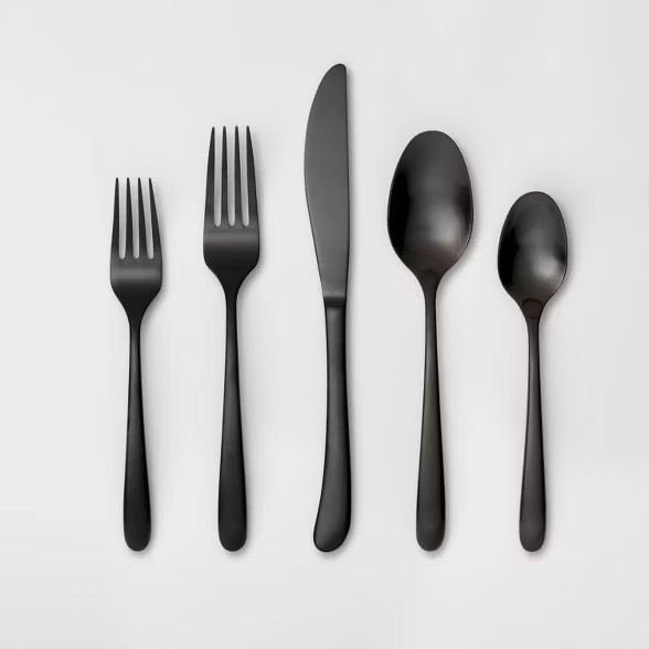 5pc Stainless Steel Kayden Silverware Set Matte Black - Threshold™ | Target