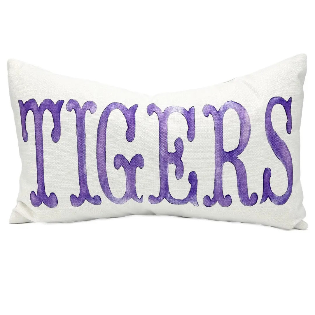 Custom Pillow || Purple Watercolor Tigers Pillow || Tigers Pillow || Tigers Mississippi || Custom... | Etsy (Global)