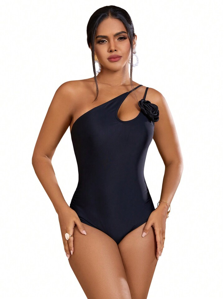 SHEIN Swim Traje De Baño De Una Pieza Para Mujer Con Escote Asimétrico Y Festival De Música Co... | SHEIN