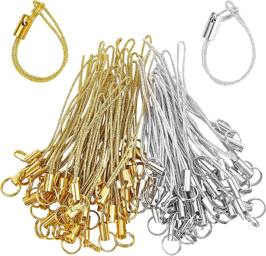 GORGECRAFT 100Pcs 58MM Phone Keychain Strap Tone Split Ring Cords Colorful Polyester Cellphone Ch... | Amazon (US)