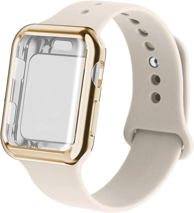 RUOQINI Smartwatch Band with Case Compatiable for Apple Watch Band, Silicone Sport Band and TPU C... | Amazon (US)