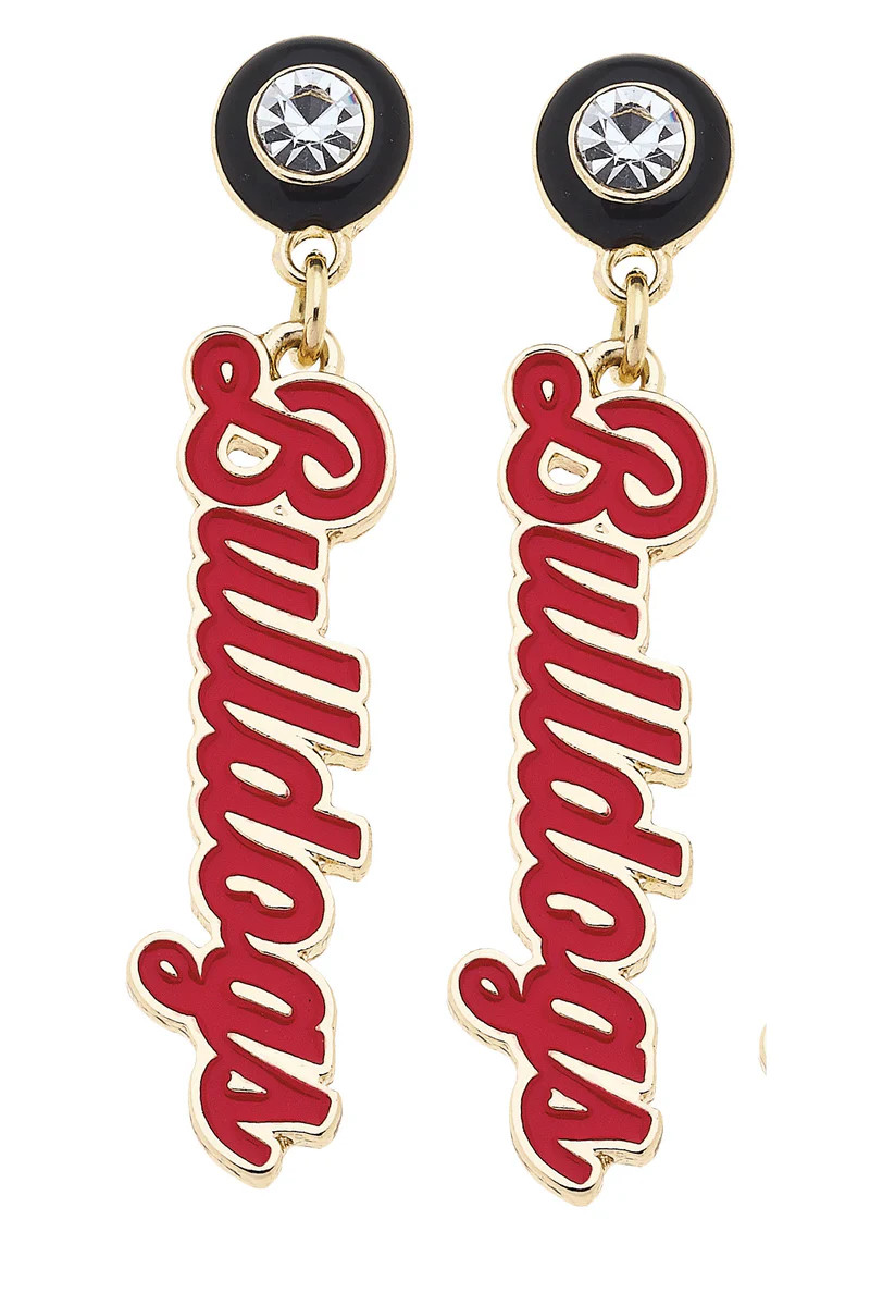 Georgia Bulldogs Autograph Enamel Earrings in Red | CANVAS