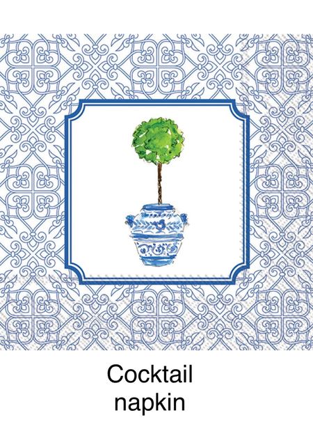Cocktail napkins, topiary, blue & white decor, grandmillennial decor, chinoiserie 

#LTKunder100 #LTKunder50 #LTKhome