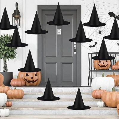 12 PCS Halloween Decorations Witch Hat Costume Accessory, Thickened Hanging Black Wizard Hats Bulk for Women Kids with Rope | Target