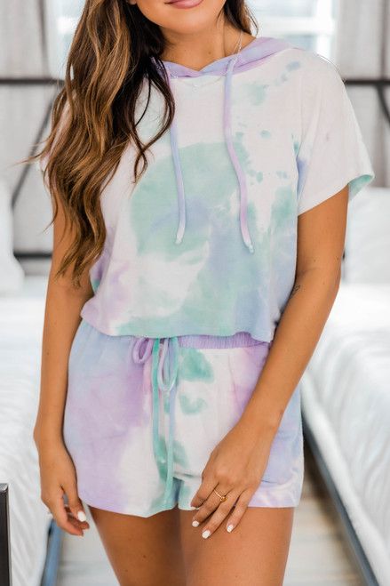 Spend Time Together Tie Dye Hoodie Purple/Mint | The Pink Lily Boutique