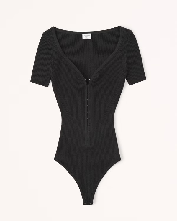 Women's Hook-and-Eye Short-Sleeve Sweater Bodysuit | Women's Tops | Abercrombie.com | Abercrombie & Fitch (US)