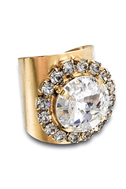 TOVA Jacci Gold Clear Adjustable Ring | The Willow Tree