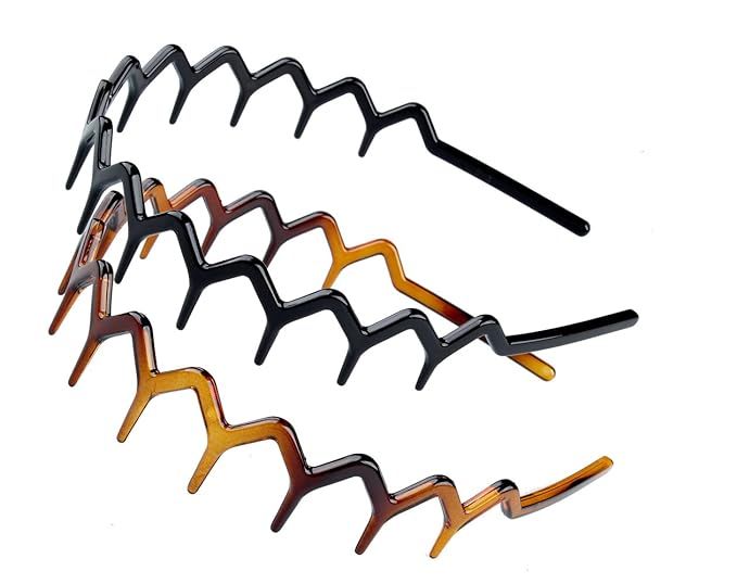 Set of 2 Zig Zag Black Plastic Sharks Tooth Hair Comb Headband (1 Black Color+1 brown) | Amazon (US)