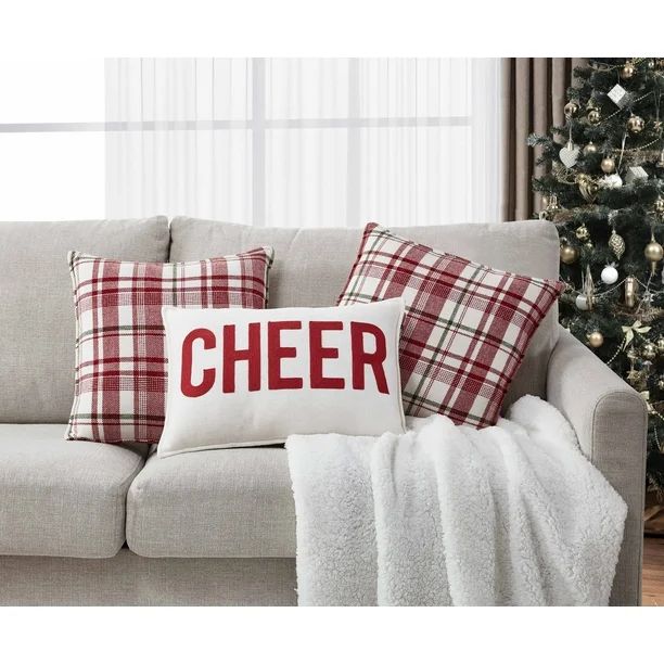Better Homes & Gardens, Holiday Cheer Chenille Pillows, 18" x 18", 14" x 20'', Multi, 3 Pack | Walmart (US)