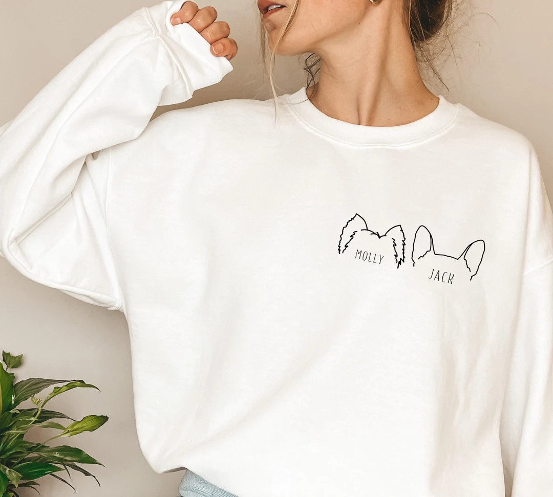 Custom Dog Pocket Design Sweatshirt Personalized Dog Ear - Etsy | Etsy (US)