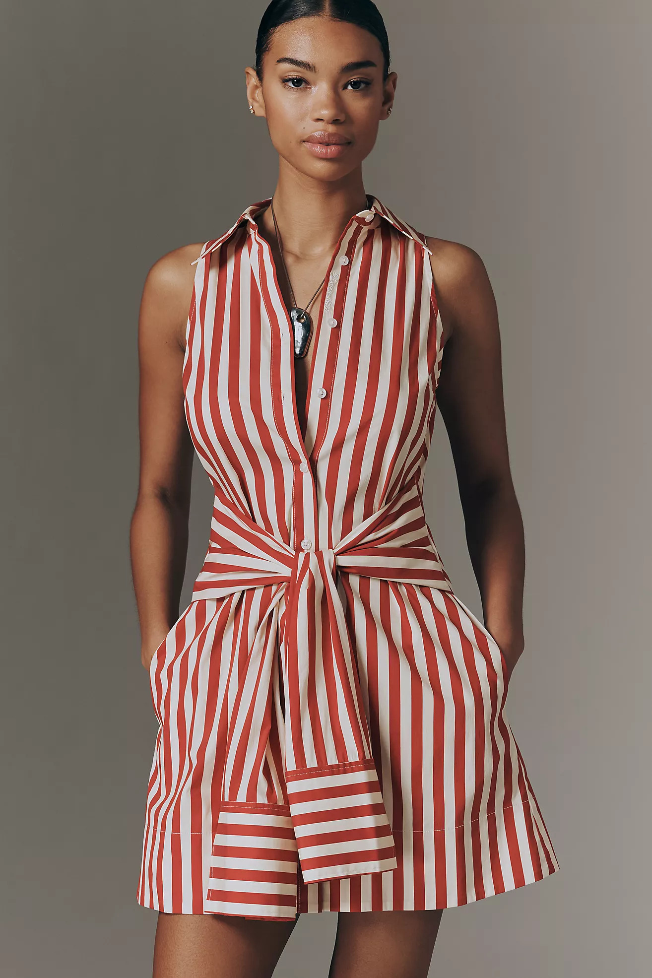 SIMONMILLER Inna Tie-Waist Poplin Mini Dress | Anthropologie (US)