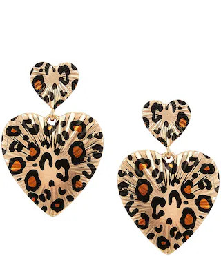 Anna  Ava Leopard Double Heart Drop Earrings - Multi | Dillard's