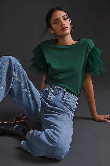 Lea & Viola Tulle-Sleeve Top | Anthropologie (US)