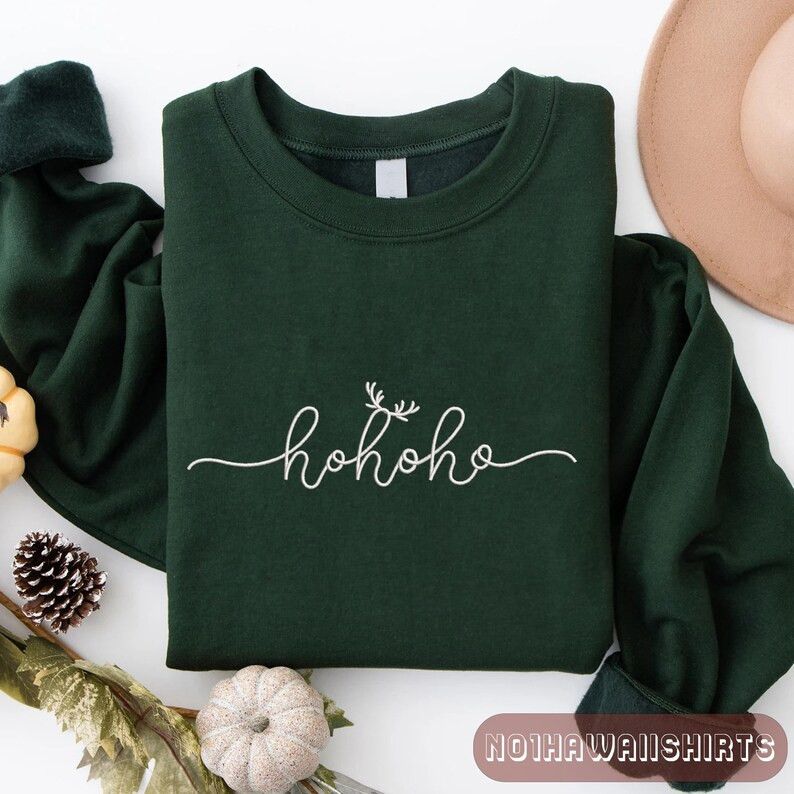 Embroidered Ho Ho Ho Sweatshirt Christmas Sweatshirt - Etsy | Etsy (US)