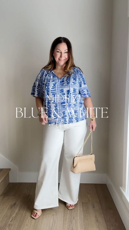 Summer outfits with white and navy blue 

Wearing large in tops but the Walmart eyelet runs small // wearing 31R in LOFT white jeans, 14R in Walmart jeans (run small) and 14R in LOFT Riveria Pant 

Summer outfit preppy style midsize outfit midsize fashion the recruiter mom floral blouse white jeans

#LTKMidsize #LTKSeasonal #LTKSaleAlert
