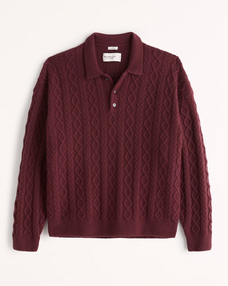 Oversized Long-Sleeve Sweater Polo | Abercrombie & Fitch (US)