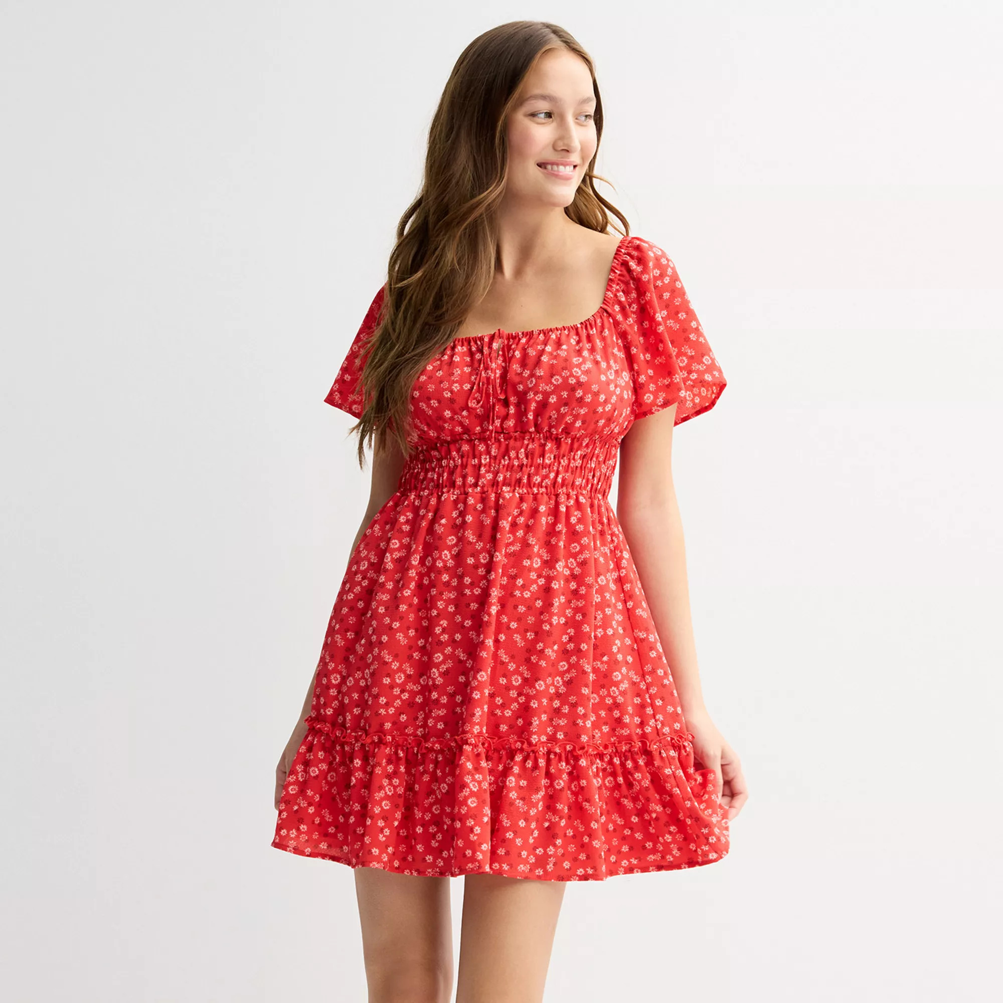 Juniors' Rewind Flutter Sleeve Short Dress | Kohl's