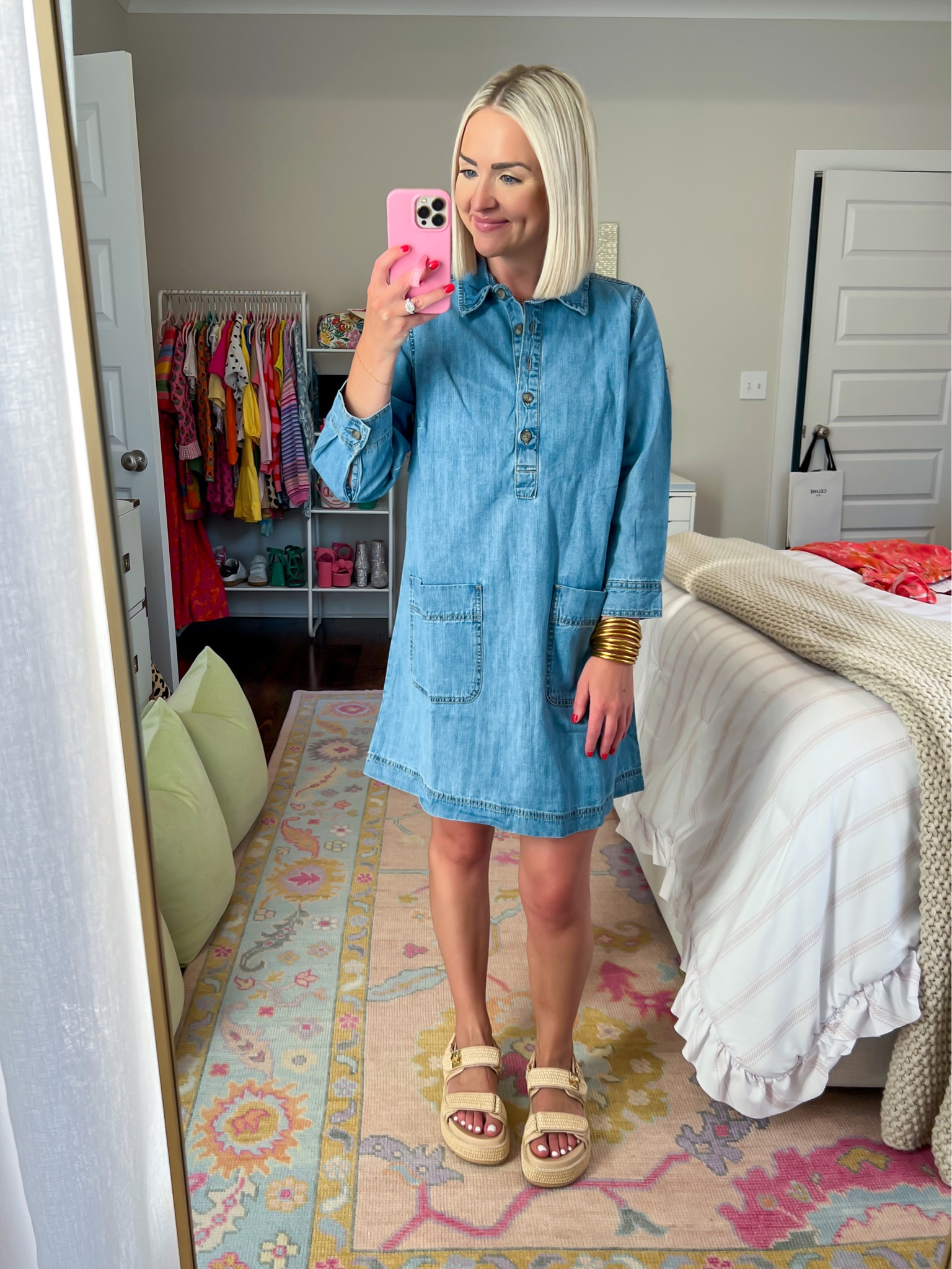 Jean popover shirt dress / denim shirt dress 
Size: Small petite (needed XS petite) 

#LTKBacktoSchool #LTKFindsUnder50