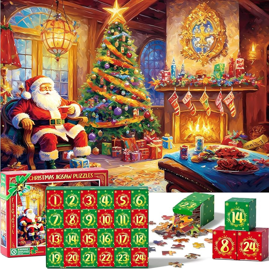 Partylamb Advent Calendar 2023-1000 Pieces Christmas Jigsaw Puzzles for Kids Adults Teens, Christ... | Amazon (US)