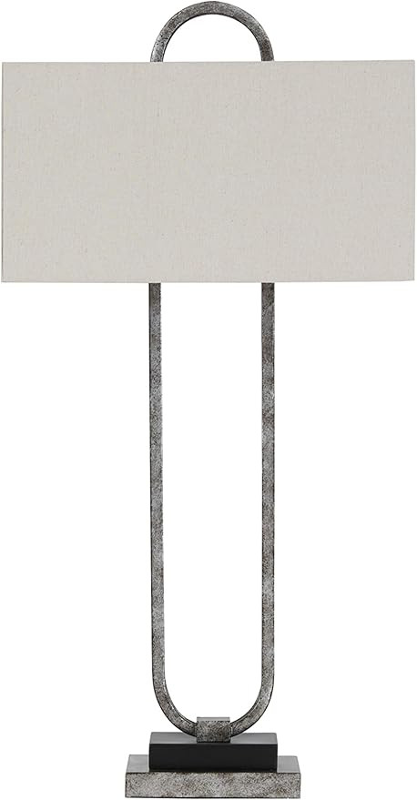 Signature Design by Ashley Bennish Contemporary 36" Geometric Design Metal Single Table Lamp, Ant... | Amazon (US)