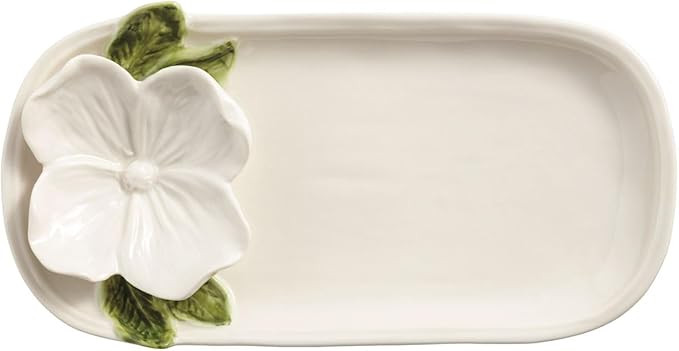 Mud Pie Stoneware White Flower Everything Plate | Amazon (US)