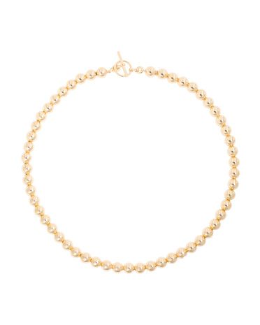 Made In Italy 18k Gold Plated Sterling Silver Beaded T Bar Necklace | TJ Maxx