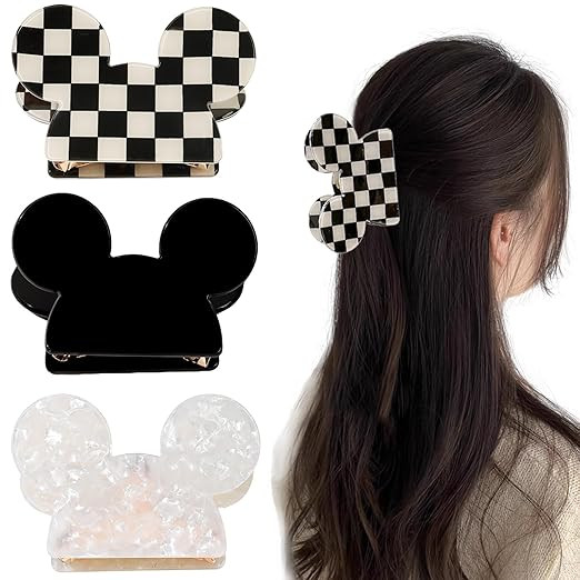 3 PCS Ears Hair Claw Clips for Mouse Ears Theme Party Hair Clips Cute Theme Park Hair Clasps for ... | Amazon (US)