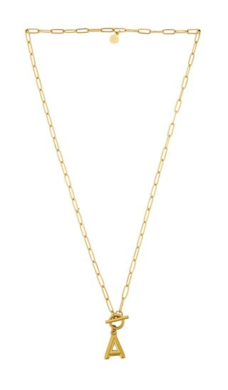 Paperclip Initial Necklace in Gold | Revolve Clothing (Global)