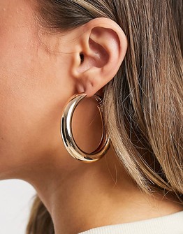 Click for more info about ASOS DESIGN 40mm hoop earrings in thick tube in gold tone
