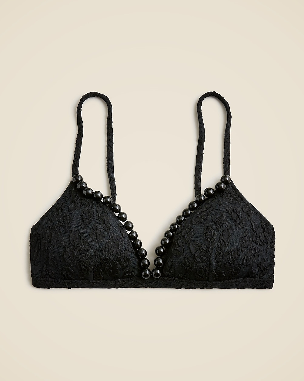 New french cloque bikini top with beaded trim | J. Crew US
