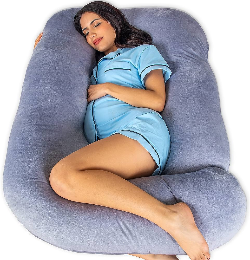 Pharmedoc Pregnancy Pillows, U-Shape Full Body Pillow -Removable Cover Jumbo Size - Grey - Pregna... | Amazon (US)