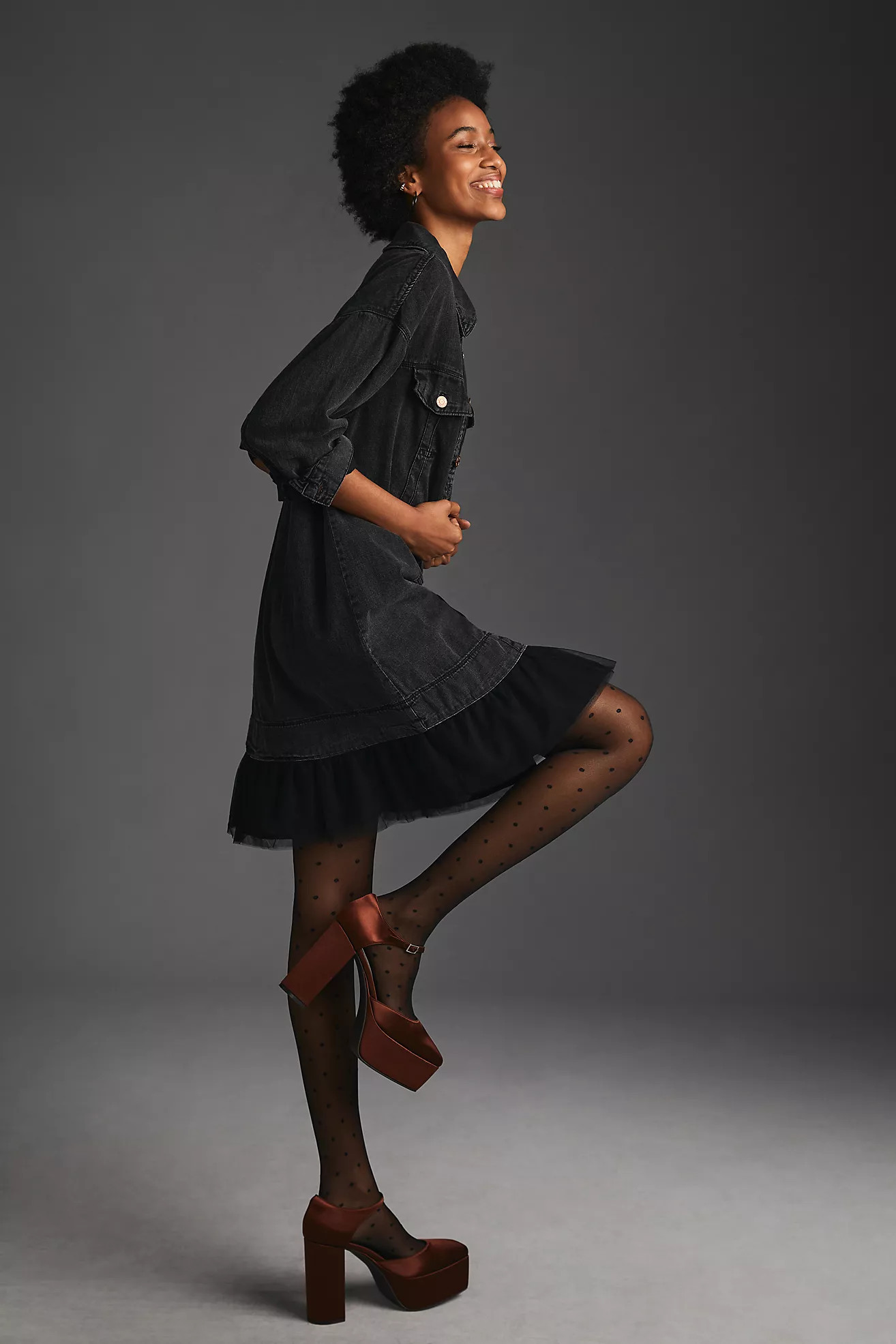 Pilcro Tulle & Denim Shirt Dress | Anthropologie (US)