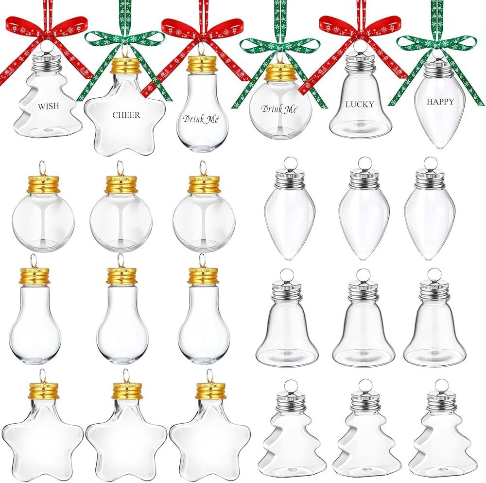 24 PCS Christmas Clear Fillable Ornaments, Christmas Hanging Ornaments Plastic Balls Fillable Cle... | Amazon (US)
