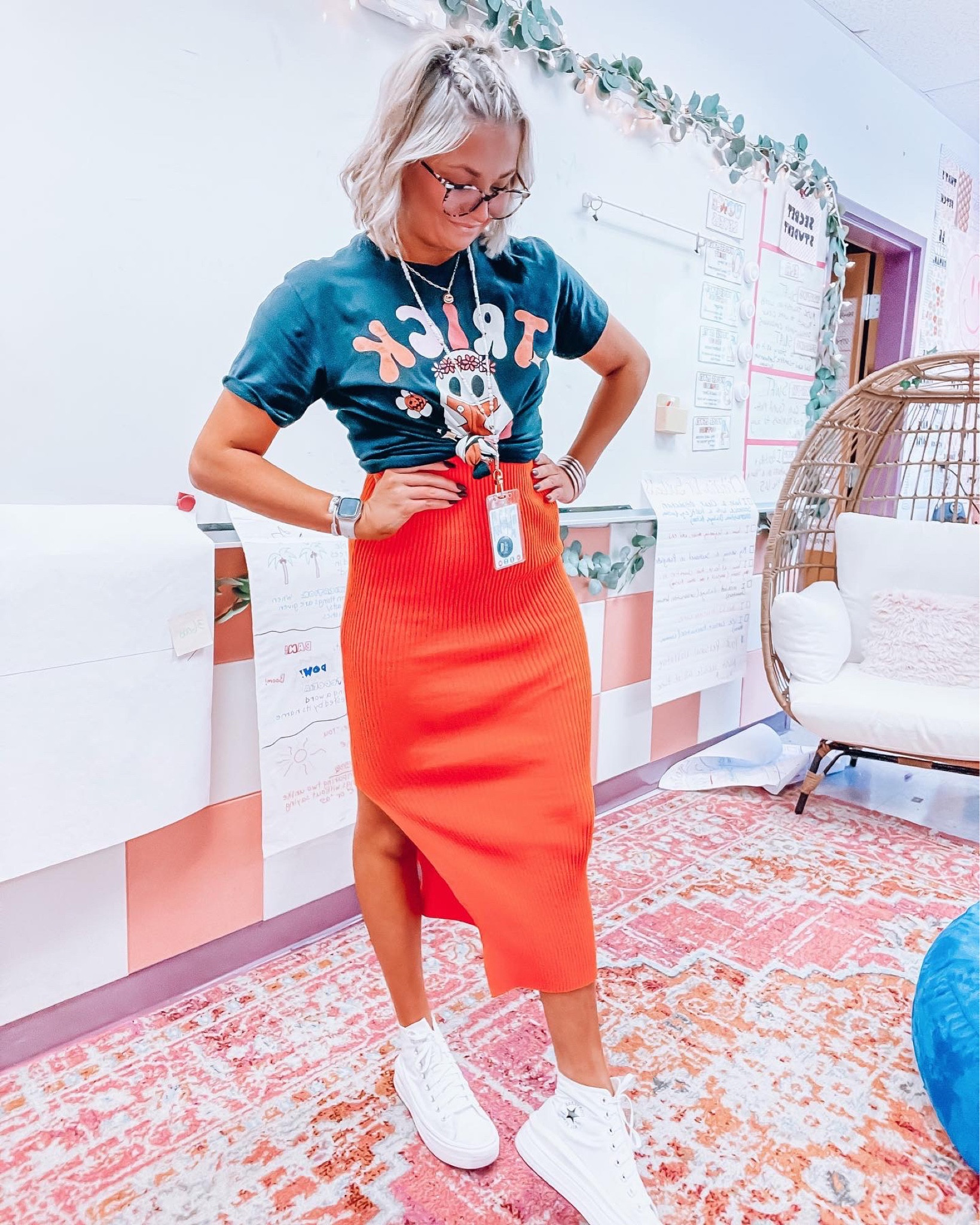 Trick or teach👻 
Skirt is actually a dress, it’s sold out but linked something similar
Shirt: mens medium 
Shoes: comfiest shoes ever, fit tts 

#LTKstyletip #LTKSeasonal #LTKHalloween