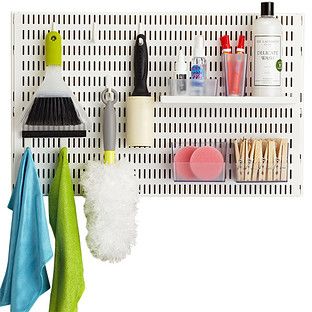 White Elfa Utility Pegboard Laundry Room Solution | The Container Store