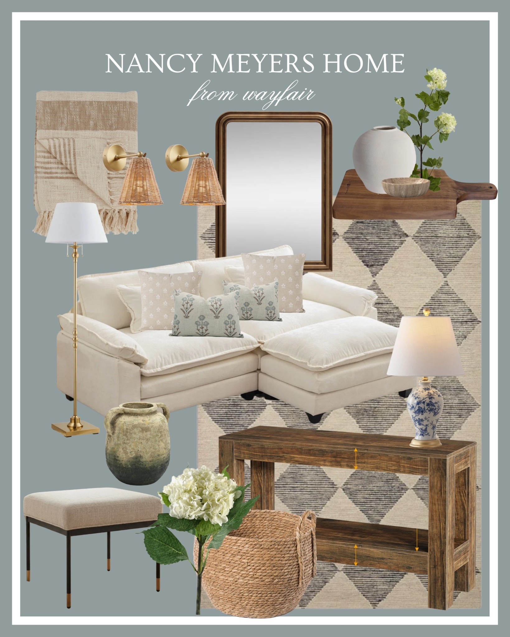 Nancy Meyers home inspiration from Wayfair! Nancy meyers home decor, coastal grandmother home, coastal grandma home, Ralph Lauren home, coastal home, wayfair home decor, wayfair living room 

#LTKHome