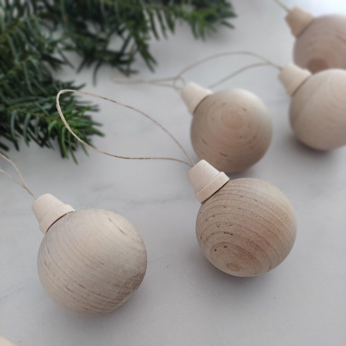 Christmas Wooden Ball Ornament Set 6/wood Christmas Tree - Etsy | Etsy (US)