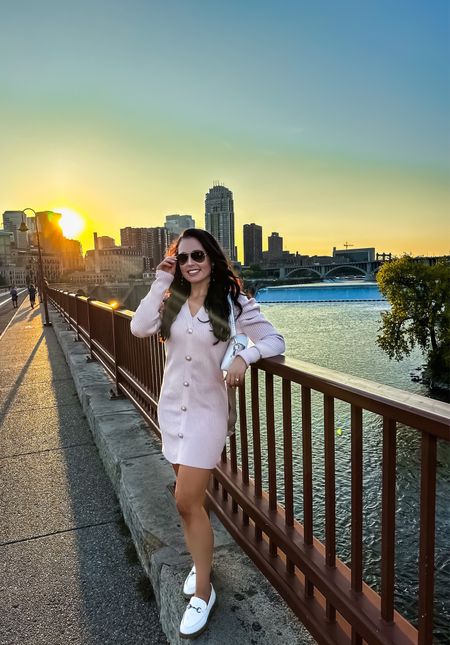 Under $30 amazon button front puff sleeve sweater dress (small, 5+ colors), under $50 amazon similar white and gold loafers, rayban aviator sunglasses and under $30 amazon designer inspired bag — a perfect old money look for less! #founditonamazon 

#LTKfindsunder50 #LTKsalealert #LTKxPrime